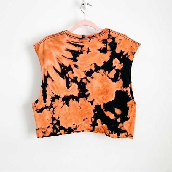 Forever 21 Band AC/DC Black Orange Cutoff Cropped sleeveless Tee shirt Small Med - Picture 8 of 8